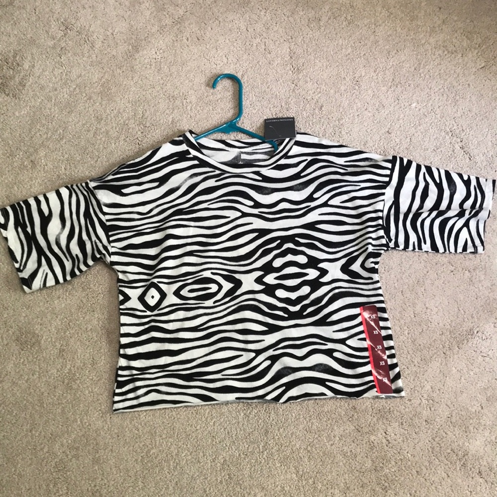 A zebra printed boxed crop top